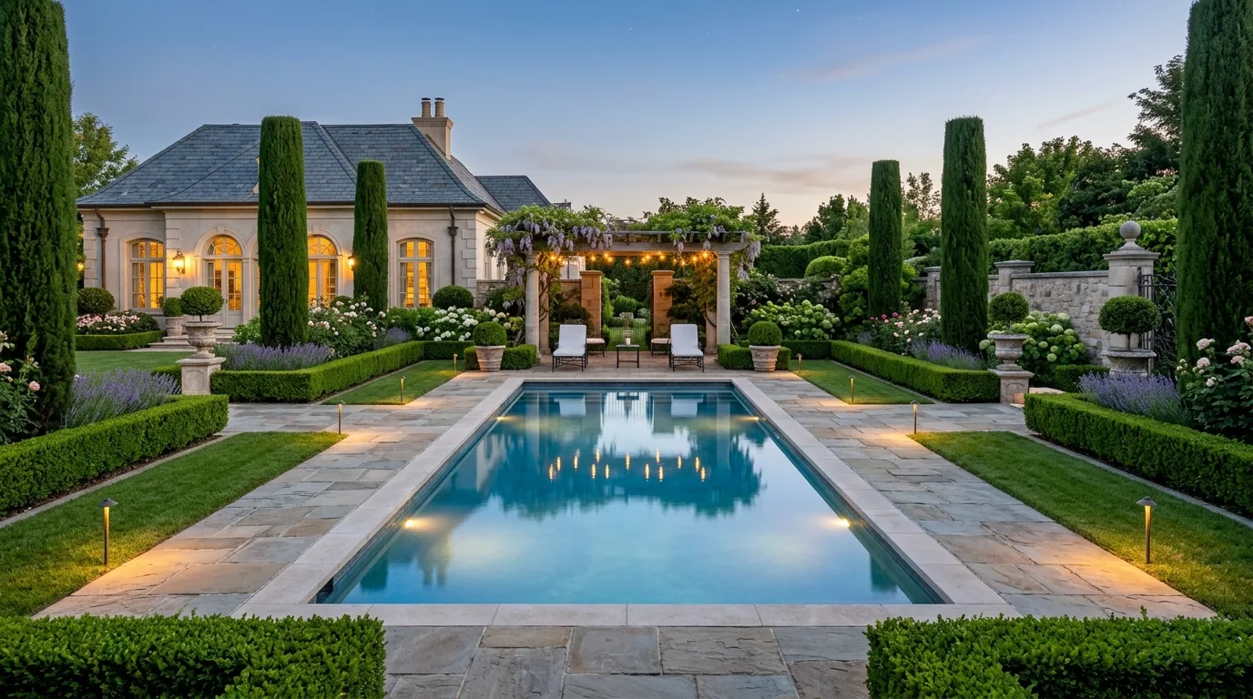 Poolside Lighting and Planting